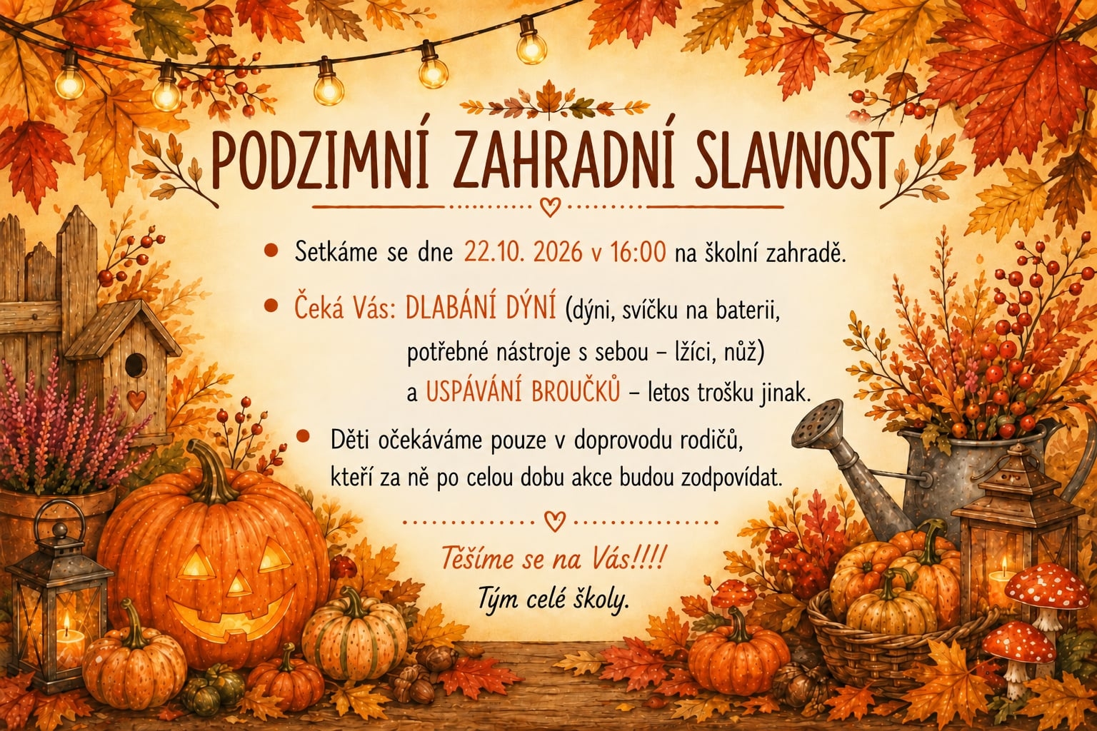 Pozvání na podzimní zahradní slavnost
