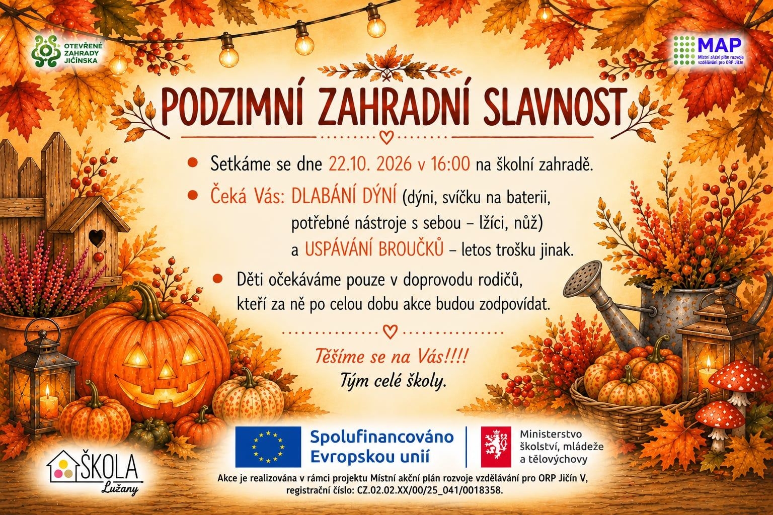 Pozvání na podzimní zahradní slavnost
