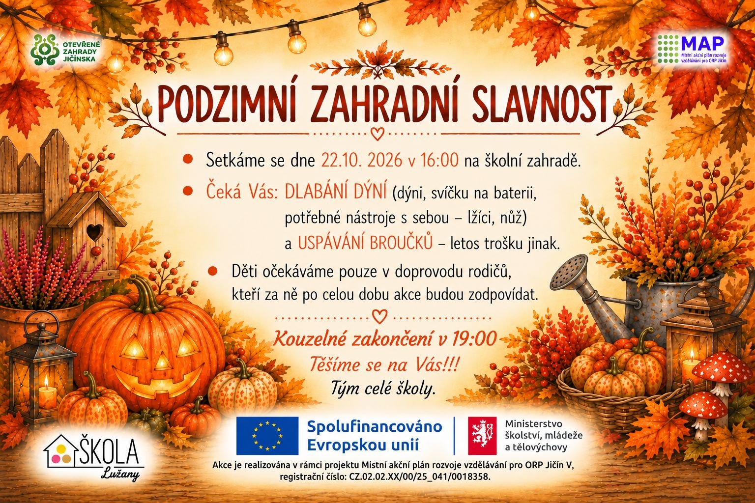 Pozvání na podzimní zahradní slavnost